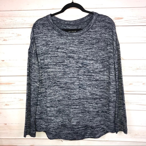 rag & bone /Jean Blue Marled Long Sleeve Top Sz S - Picture 2 of 8